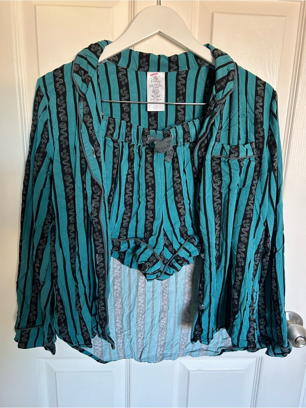 Disney Parks Haunted MansionTeal and Black Striped Pajama Set Women’s S